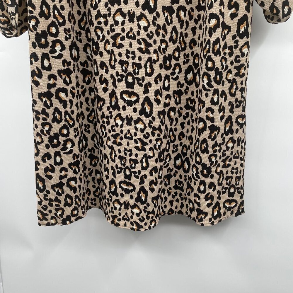 Entro Cheetah Print Shift Dress 3/4 Sleeve V-Neck Multicolor Size Small - Picture 3 of 9